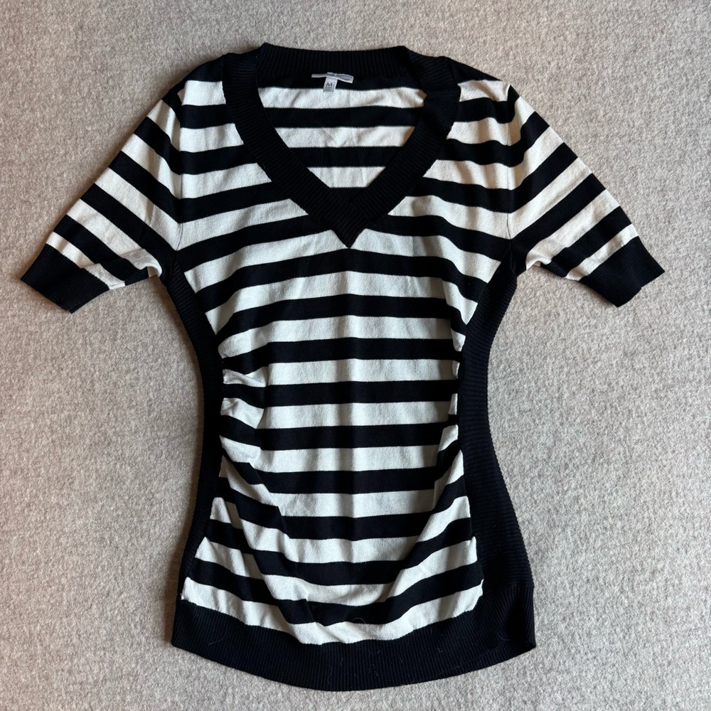 Allison Brittney Black and White Striped Blouse